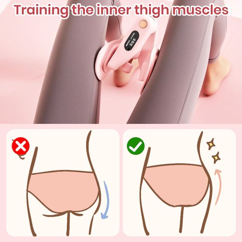 Thigh Master Exerciser for Women, 360°Adjustable Resistance Inner Pelvic Floor Muscle Thigh Exerciser and Back Training Rope -50LB Resistance Band and Sweat Waist Trainer,and LED Counting Display