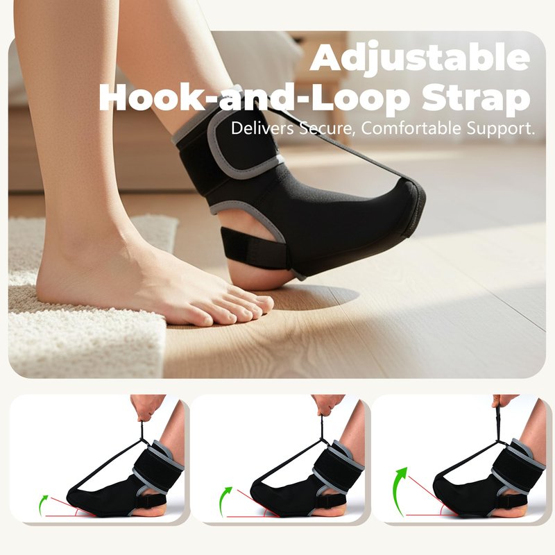 CHJOD Plantar Fasciitis Night Splint Sock - Adjustable Planter Facetious Relief Brace for Women Men,Soft Plantar Fascia Boot for Sleeping,Support Relief Foot Drop Achilles Tendonitis Relief Day Night
