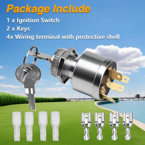 HIMARKLIF Golf Cart Ignition Switch with 2 Key Compatible with EZGO TXT, Medalist, Workhorse, ST, Shuttle, Marathon (1981 and up), 3-Way 4-Terminal Starter Switch Key, Replace# 33639-G01