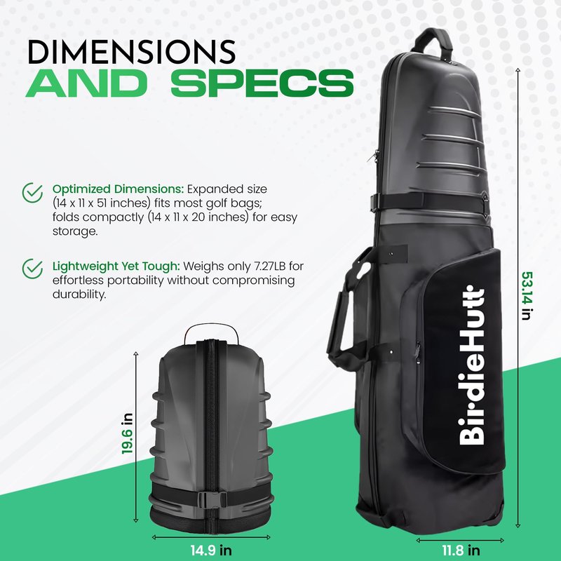 Golf Travel Bags for Airlines with Wheels & Hard Shell Top, Lightweight 1680D Club Travel Case, Foldable Golf Bag for Men with Handles, Side Pockets & Durable Protection