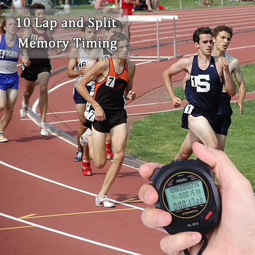 FCXJTU Digital Sports Stopwatch - 10/100 Lap Memory, Water Resistant, Extra Large Screen | Includes Battery & Lanyard