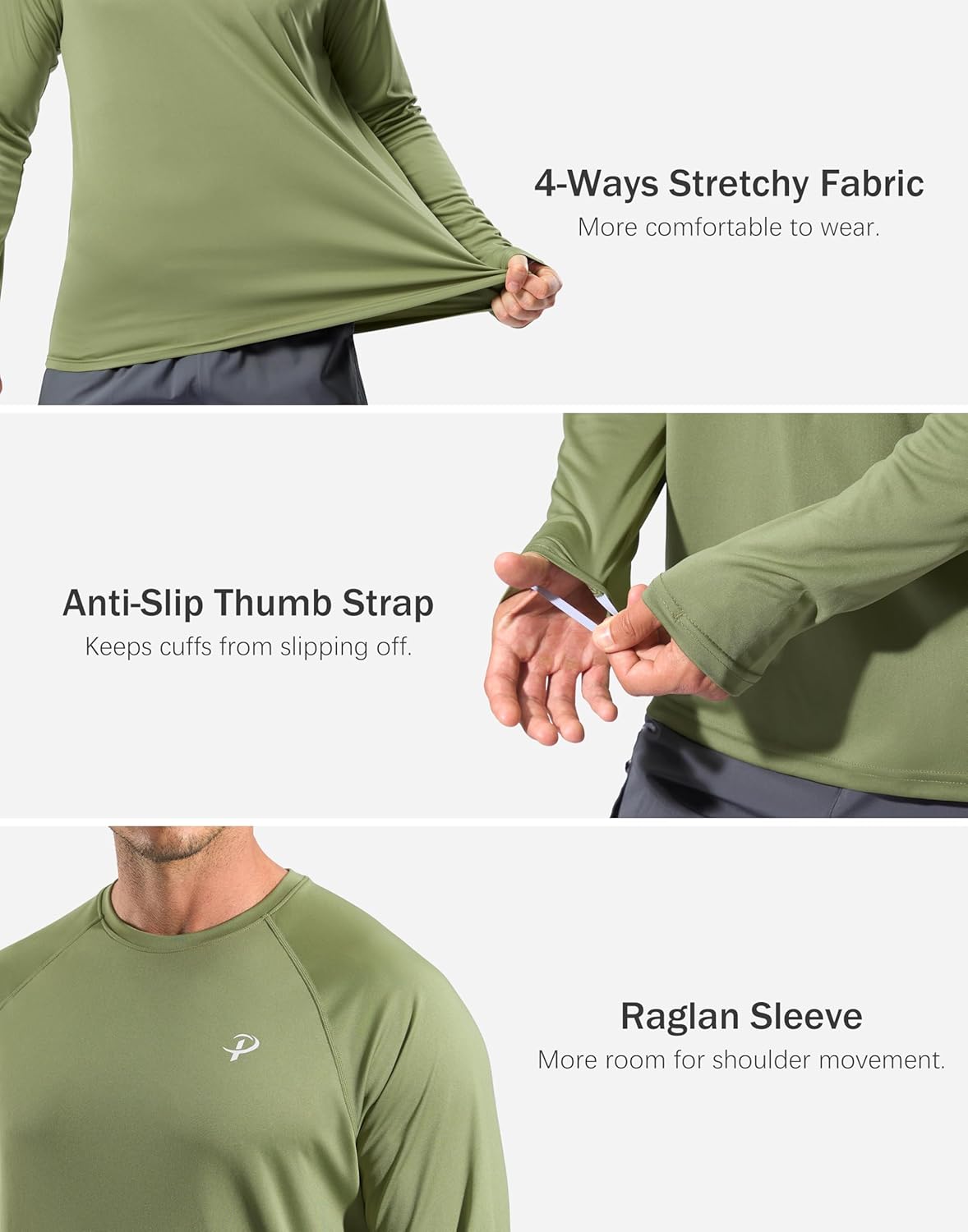 Pudolla Men's UV Protection Shirt - Lightweight UPF 50+ Long Sleeve Rash Guard for Fishing & Swimming