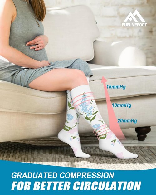 FuelMeFoot Compression Socks - 15-20mmHg Graduated Support for Men & Women | Knee High, Ideal for Nurses & Athletes