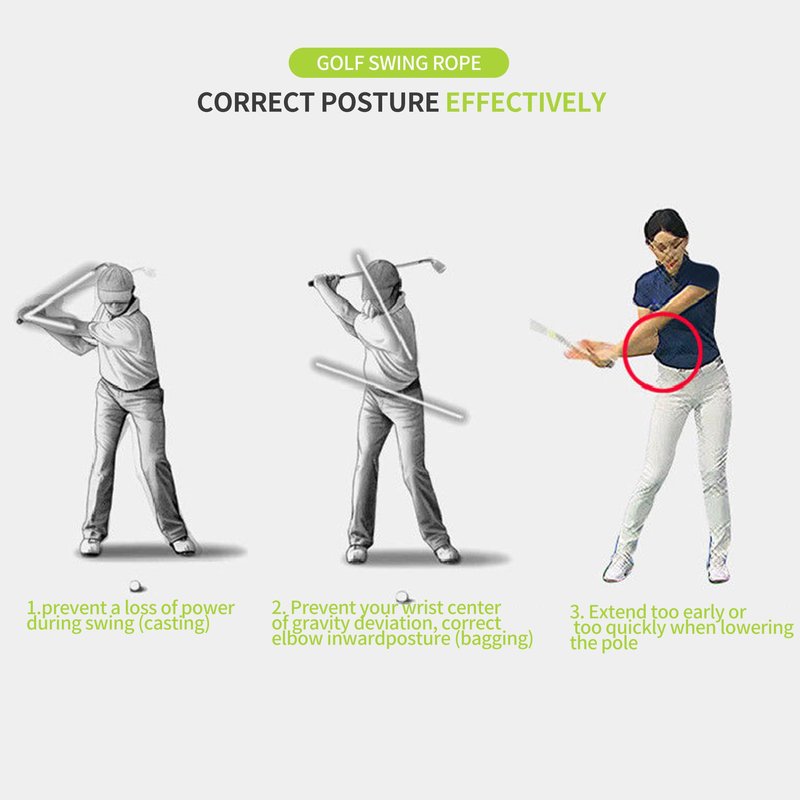 SENIKO Golf Swing Training Aid Warm-up Posture Corrector,Golf Swing Rope Trainer for Arm Strength,Golf Swing Practice Rope for golf tyro Improve Speed Rhythm Golf Rope Trainer Equipment for Golf Lover