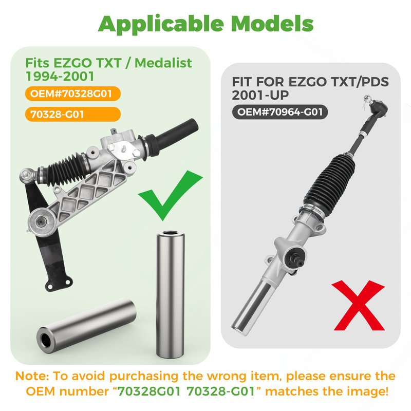 10L0L 2 Pcs Spindle Kingpin Tube for EZGO TXT Medalist 1994 1/2-2001 Gas & Electric Golf Cart, OEM# 70328G01 70328-G01