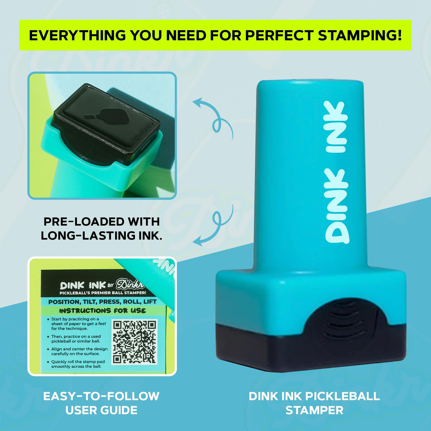 Dink Ink- Self-Inking Reusable Pickleball Marker | Personalize Your Pickleballs with Precision | Quick-Dry, Smudge-Free Durable Ink | Perfect for Pickleball Marking Accessories (Heart of the Game)