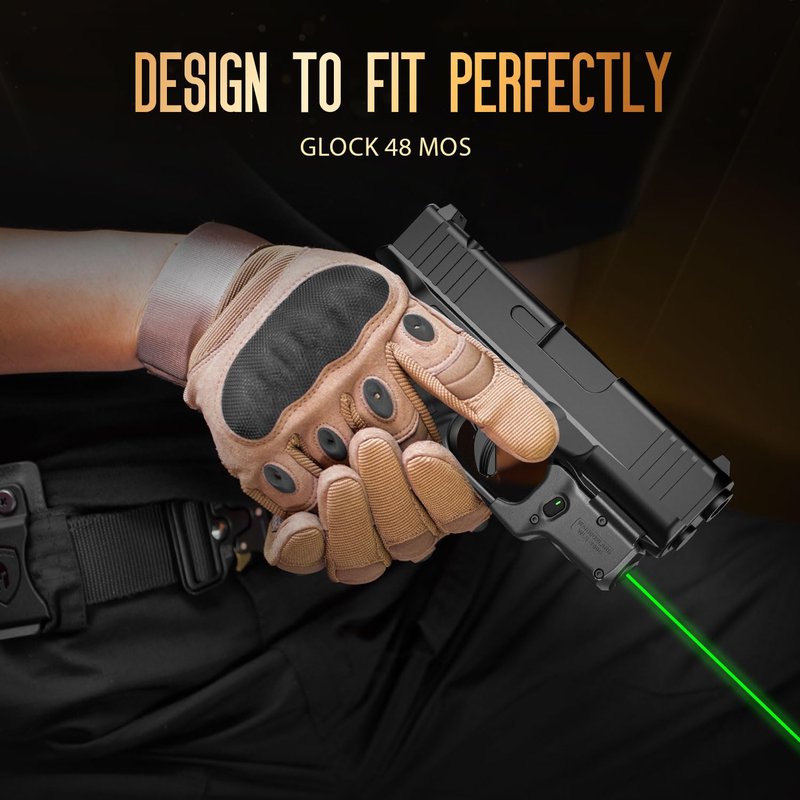 WARRIORLAND Green Laser Sight Fit Glock 48 MOS with Kydex Holster, Green Beam Sight with Power Indicator, Glock 48 MOS with IWB Holster Right Hand