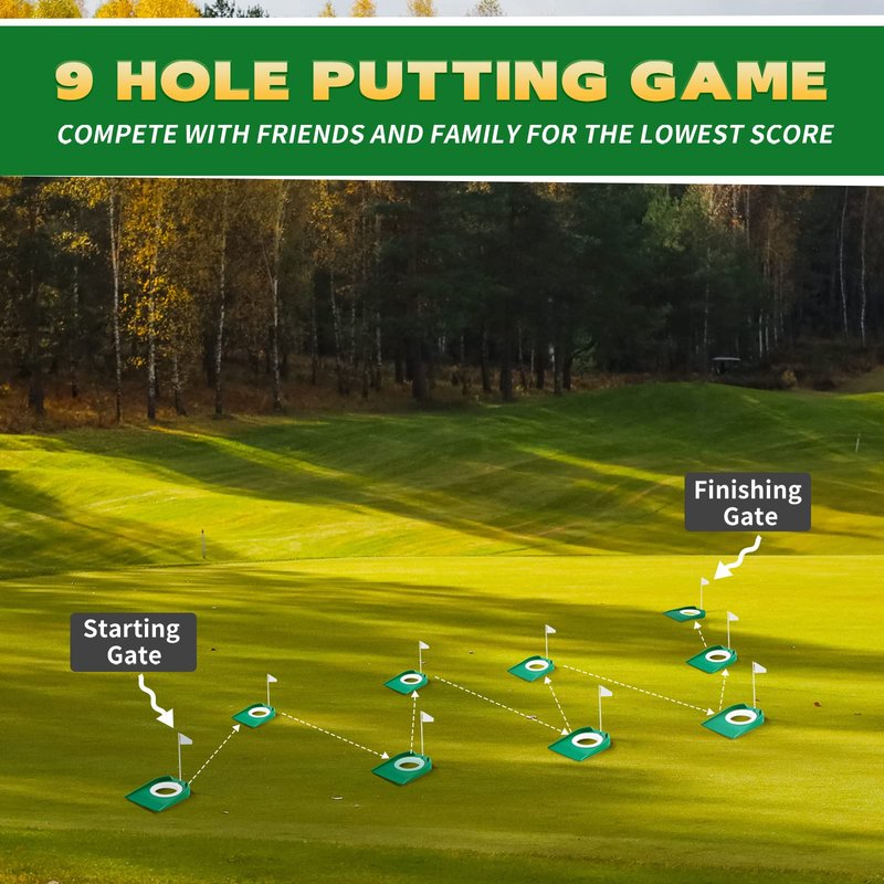 Sotiff Golf Putting Practice Cup Hole Training Aids Golf Accessories Training Putters with Plastic Flag for Adult Green Office Garage Yard Indoor Outdoor Practice(White)