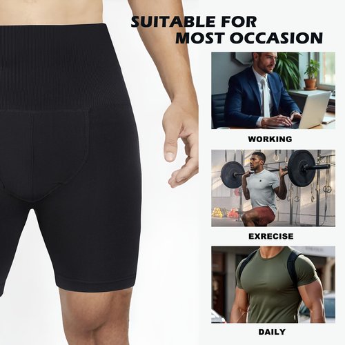 LISEJE Tummy Control Shapewear Compression Shorts - Waist Compression for Men, High Waist Mens Tummy