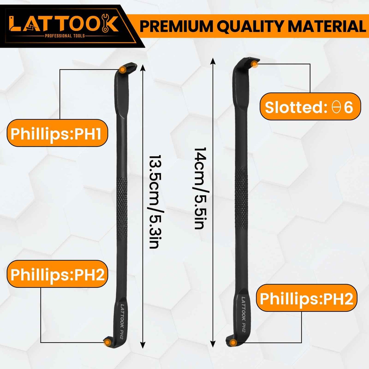 LATTOOK Right Angle Offset Screwdriver Set, 5PCS 90 Degree Z-Type & L-Type Double End Low Profile With Phillips and Slotted for Tight Narrow Space