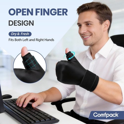 Comfpack Hand Ice Pack Glove, Soft Gel Thumb & Wrist Ice Pack Wrap Reusable Hot Cold Therapy Compress for Arthritis, Tenosynovitis, Swelling, Surgery, Tendonitis, Carpal Tunnel, Trigger Finger