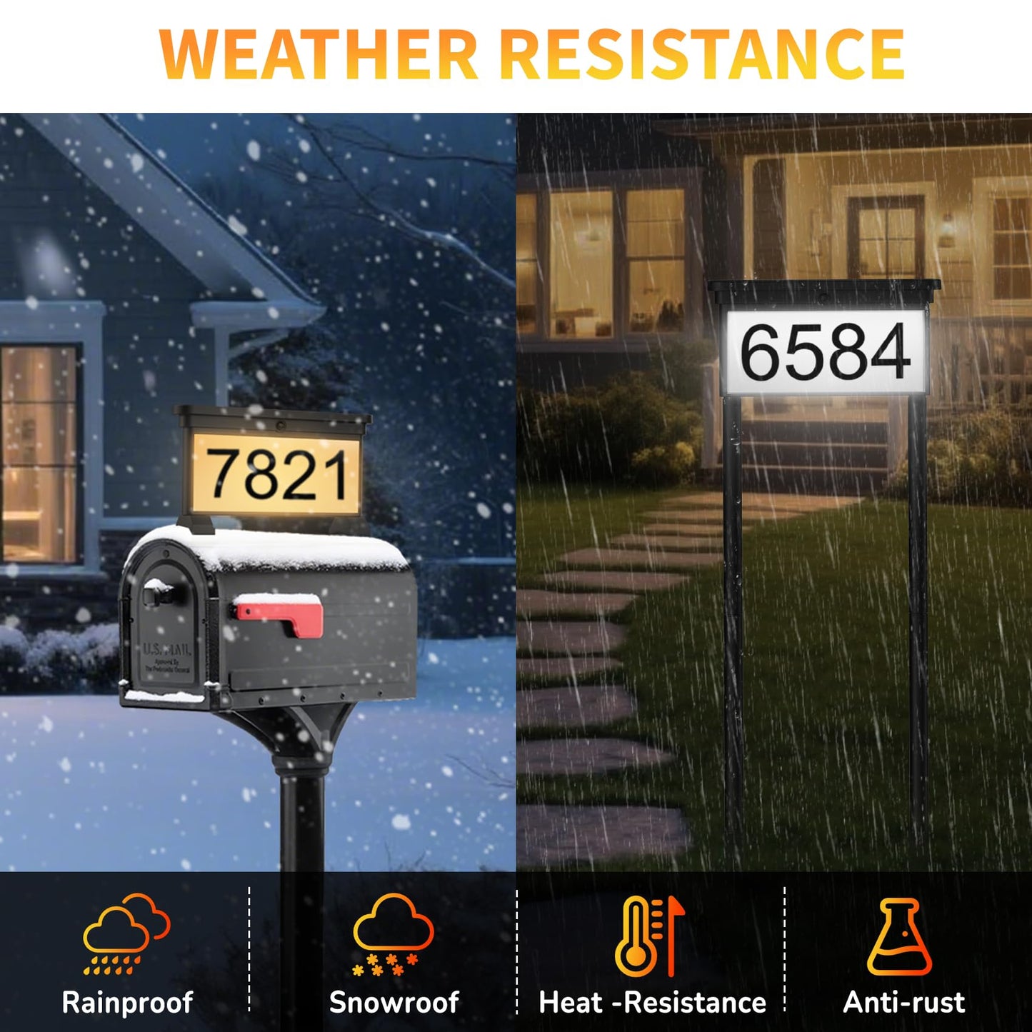 LumiZen Upgraded Solar Address Sign, House Numbers for Outside Double Side, 12-Color Modes Lighting Address Plaque Outdoor Waterproof, Illuminated LED Address Numbers with Stakes for Yard Home Mailbox