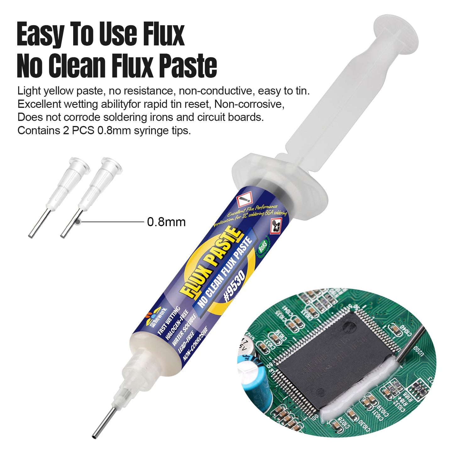 BEEYUIHF No-Clean Soldering Flux Paste, flux for Soldering, Electronics Solder Paste Flux for PCB/IC/BGA/SMD/SMT/LED Repairing #9530-10cc (4 Pack)