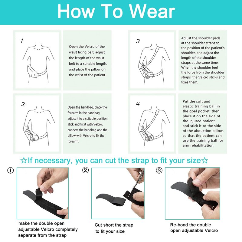 TANDCF bestlife Shoulder Abduction Sling with Removable Pillow & Exercise Ball, Shoulder & Arm Sling Immobilizer for Injury Support, Rotator Cuff, Surgery, Dislocated, Sublexion, Broken Arm