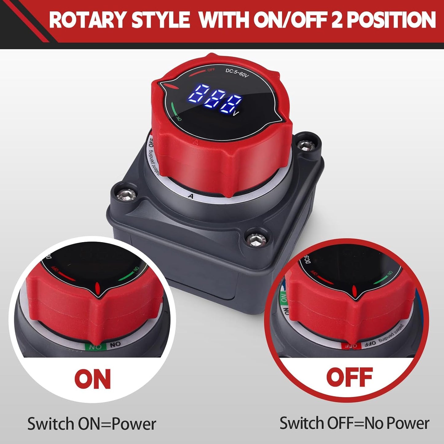 AWBLIN Battery Disconnect Switch - Upgrade with Voltmeter for Marine, Car, Truck, RV | DC 5-60V Isolator