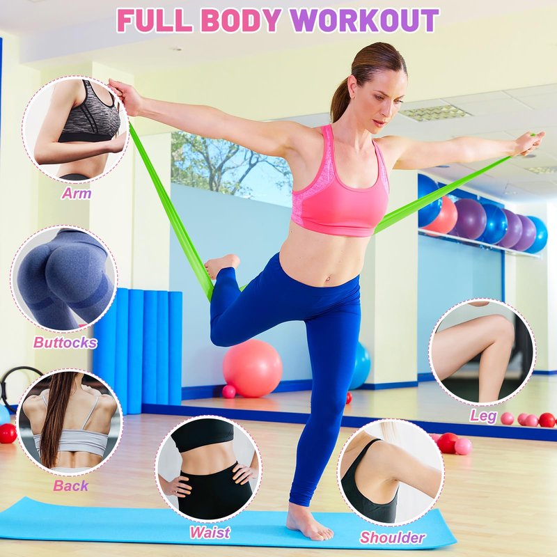 Resistance Bands Set, 5 Pcs Exercise Bands Elastic Stretch Bands for Fitness Yoga Pilates Stretching Strength Training, Workout Bands for Home Gym (Gradient Blue)