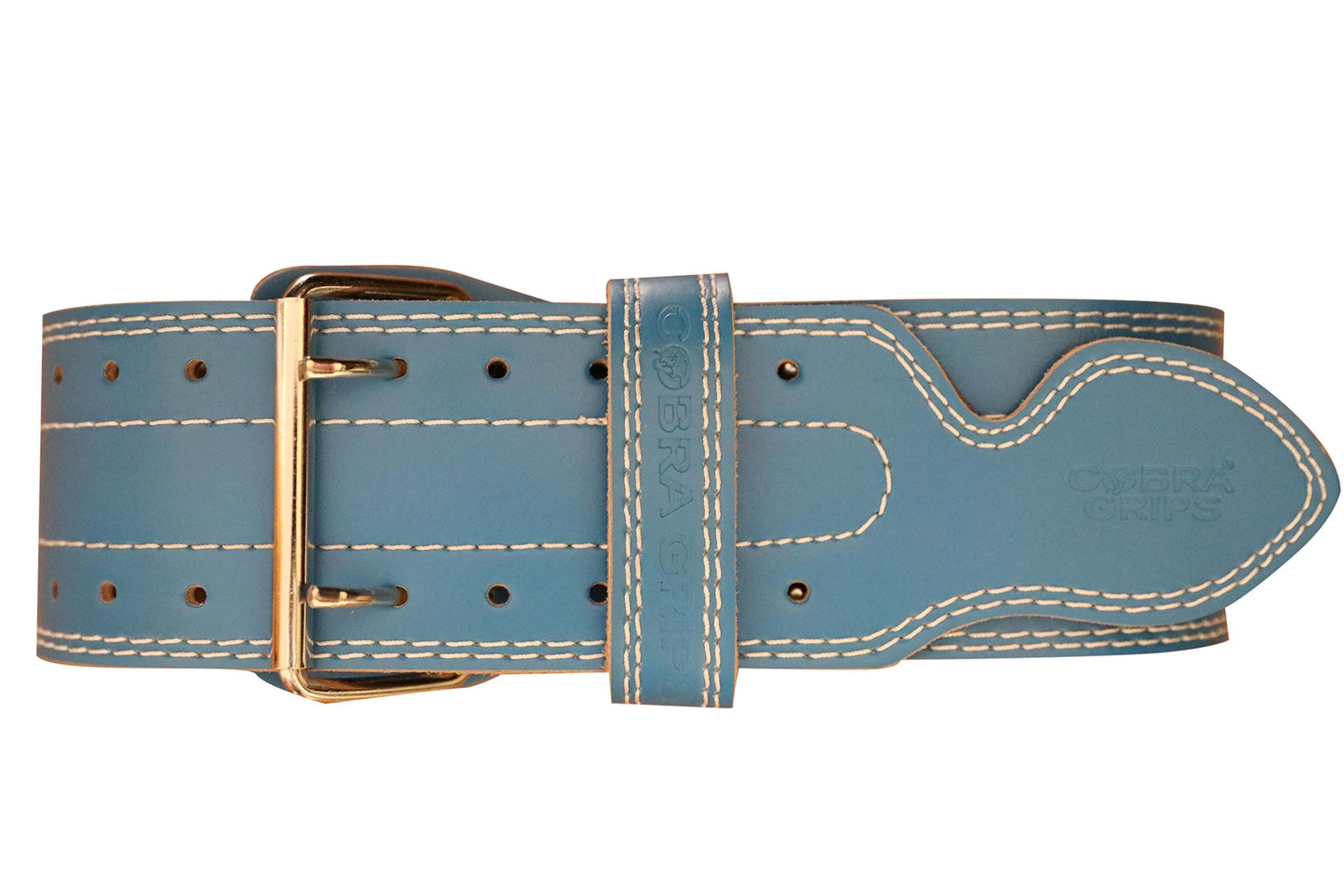 Weight Power Lifting Belt 4” Wide Cobra Grips Best Premium Genuine Leather Belt for Men & Women Adjustable Weightlifting Back Support (Cyanic Blue, Medium 32"-40")