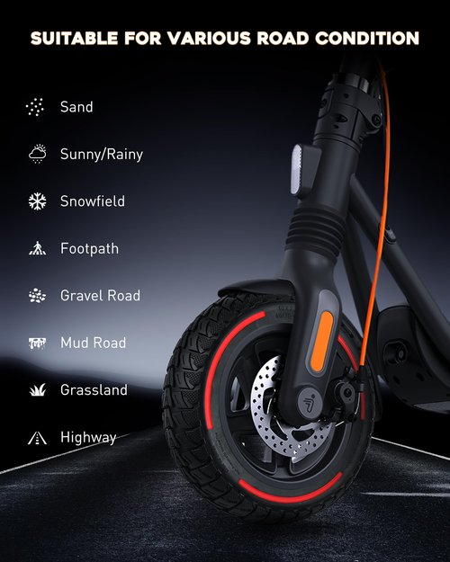 RidTianTek 60/70-6.5 Solid Tire 10 Inch 10x2.5 for Segway Ninebot Max G30 G30P G30LP Gotrax G5 G6 Electric Scooters, Puncture-proof, Tubeless Rubber Tires Front or Rear Replacement, 2pc (Red)