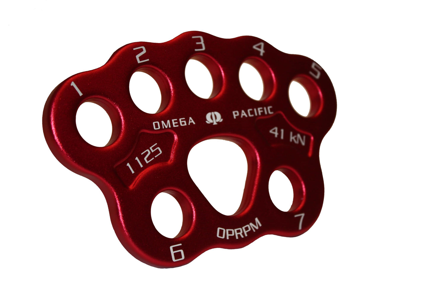 Omega Pacific 7 Hole Medium Rigging Plate - Firefighting and Climbing Equipment, Multi-Point Bear Paw Design, 40 kN, 6.22 x 3.93 inches - Certification: NFPA 2500 (1983), 2022 ED General Use