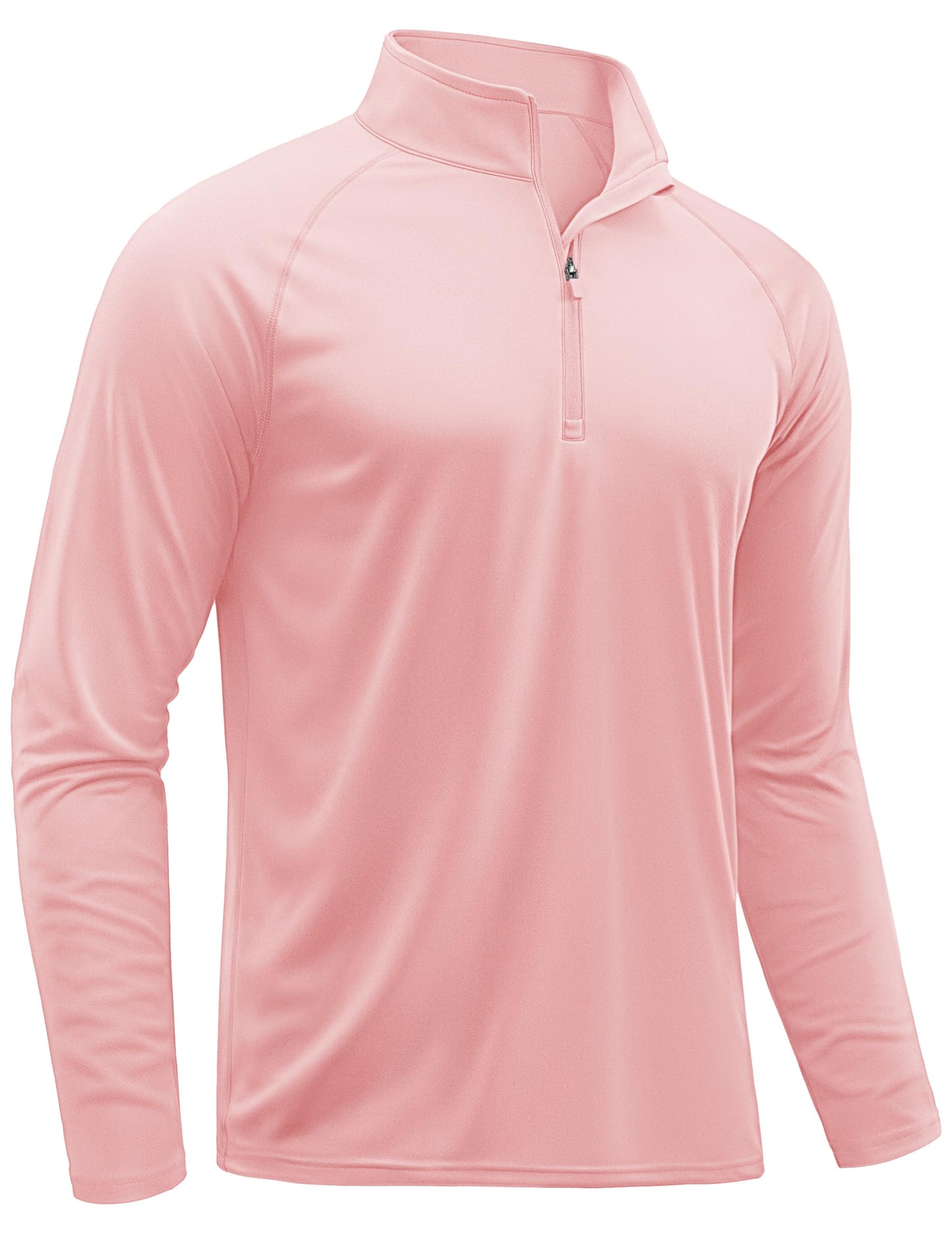 TACVASEN Long Sleeve Shirts Men Athletic Quarter Summer Tops for Sun Protection Men Workout Golf Shirts Running for Rash Guard Light Pink Pink M