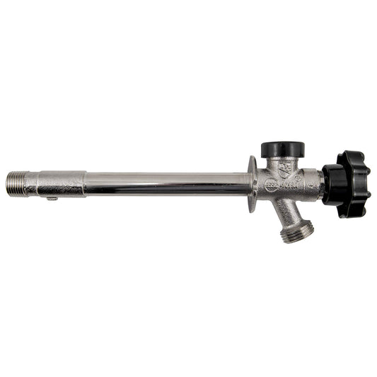 Watts LFFHB Series 1/2" Solder or Male IPS Lead-Free Frostproof Automatic Draining Wall Hydrant, Wall Size 10", Brass Vacuum Breaker for Backflow Protection, 3/4" Hose Outlet