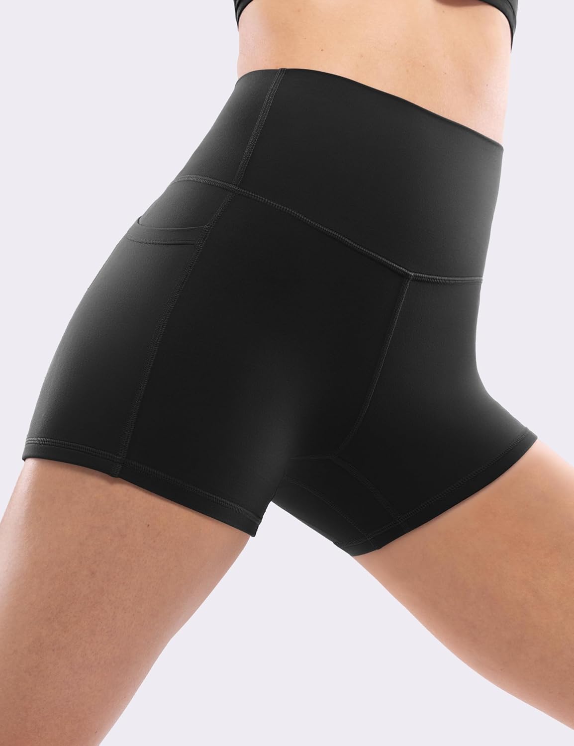 POSHDIVAH Women's Creamluxe Yoga Shorts - High Waisted with Pockets | Sizes 2.5" to 10" for Workout & Running