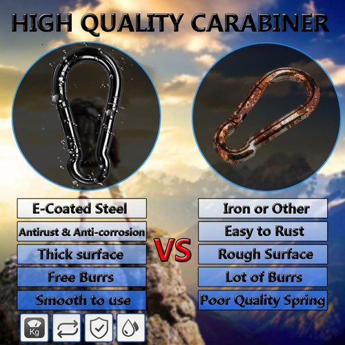 Heavy Duty Black Carabiner Clip by [Brand Name] - Quick Link Snap Hook for Camping, Hiking, and Keychains