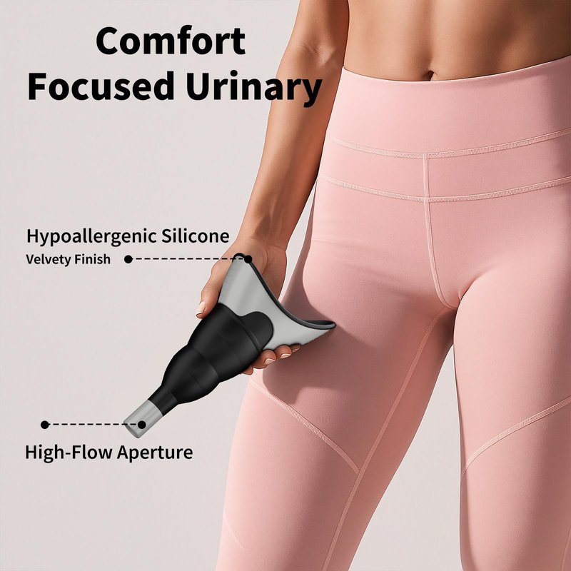 PFP Portable Female Urination Device - Collapsible Stand to Pee Silicone Funnel with Storage Pouch, Compact She Pee Cup for Festivals & Outdoor