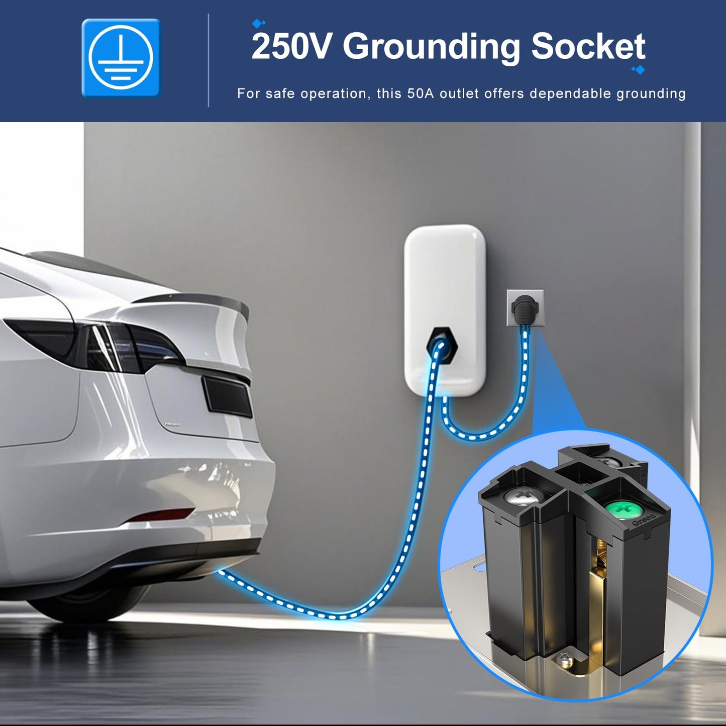 NEMA 6-50R Receptacle 50A Welder Wall Socket 250V 240V 220V Outlet Flush Mount Grounding Side Wired Industrial Grade for EV Charger Heater Plasma Cutters Electric Stove ETL Listed