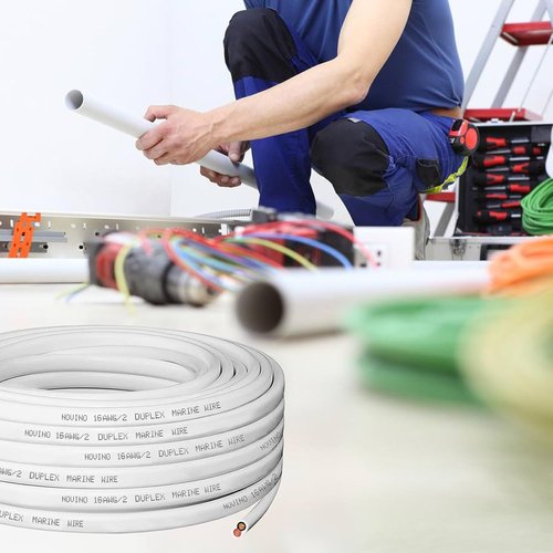 Marine Grade 16 Gauge Duplex Wire - 30ft Tinned Copper Electrical Cable for Boats, RVs & Campers