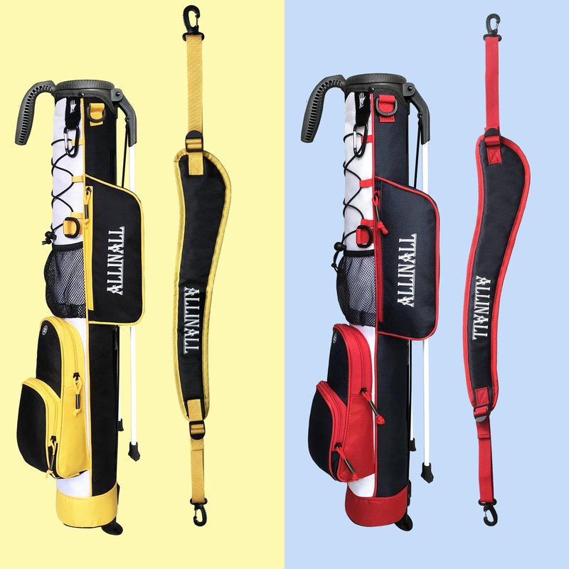 AZSJNAZ Sunday Golf Lightweight Stand Carry Bag with Padded Strap, Pitch &Putt, Practice Driving Range Par 3 & Executive Courses for Men & Women–31.5 inches Tall (Black Yellow White)