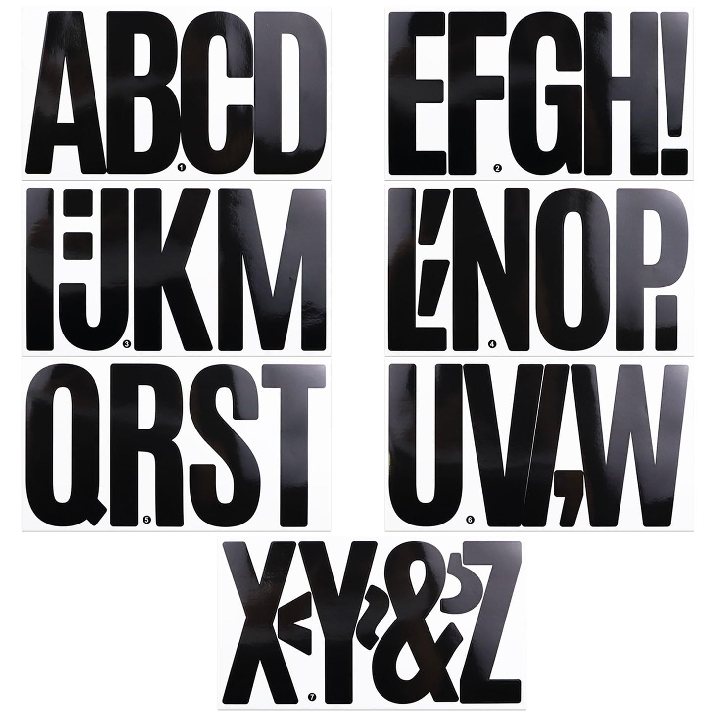 21 Sheets 6 Inch Letter Stickers, Self Adhesive Vinyl Capital Alphabet Punctuation Stickers for Mailbox, Crafts, Notice Boards - Black
