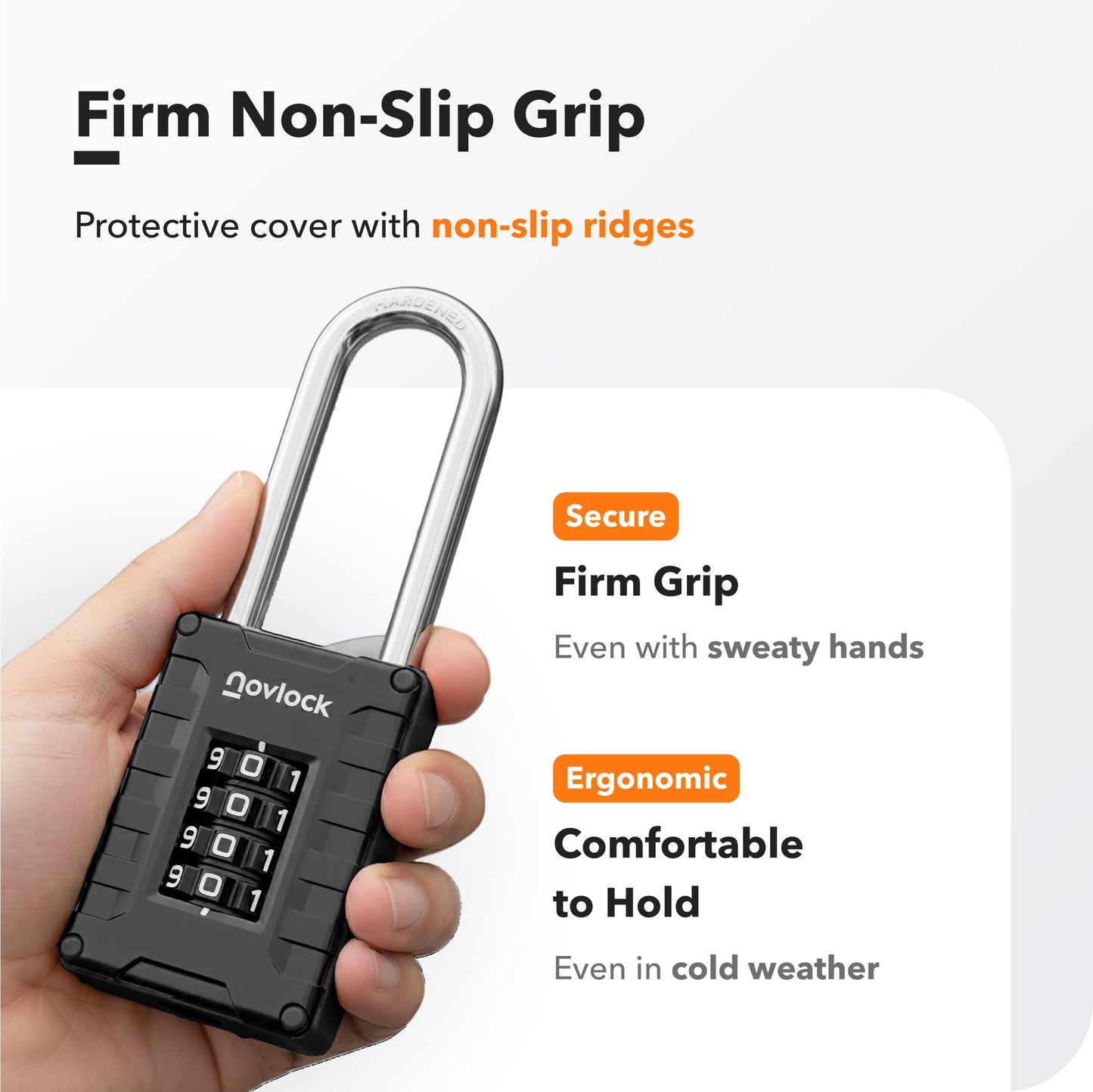 2.76 in Long Shackle Combination Lock | 4-Digit Padlock for Gym Locker, Cabinets, Toolboxes, Gates, Fences, Sheds | 1-Pack, Black