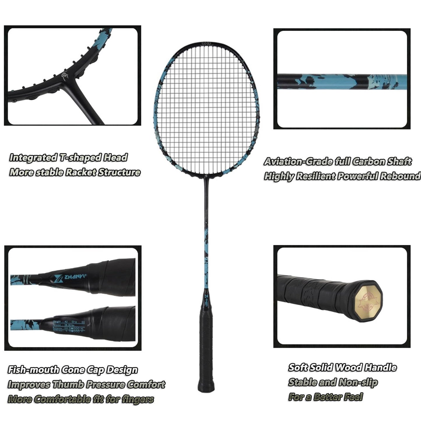 PFVMSQA Professional Badminton Racket,Full Carbon 4U Offensive 30 lbs Badminton Set,Outdoor Two-Player Sparring,with 2 Shuttlecocks and 1 Carrying Bag,for Backyard Gym Beach Outdoor Games