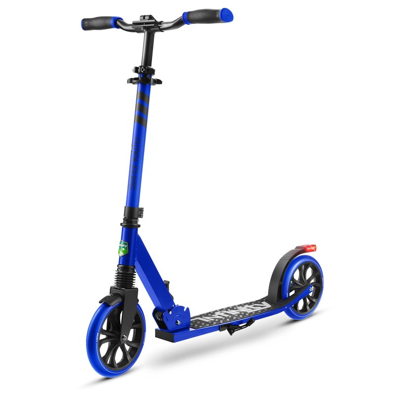 SereneLife Foldable Kick Scooter - Stand Kick Scooter for Teens & Adults with Rubber Grip at Tip, Alloy Deck, Adjustable T-Bar Handlebar Height, Smooth Gliding Wheels, Easy Maneuvering (Blue)