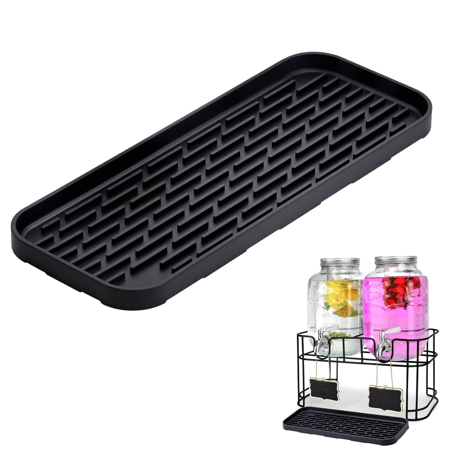 Drip Pan Compatible with 1 Gallon Drink Dispenser, 1 Pcs Silicone Tray Mat for DD&HAPP 1 Gallon Glass Drink Dispenser