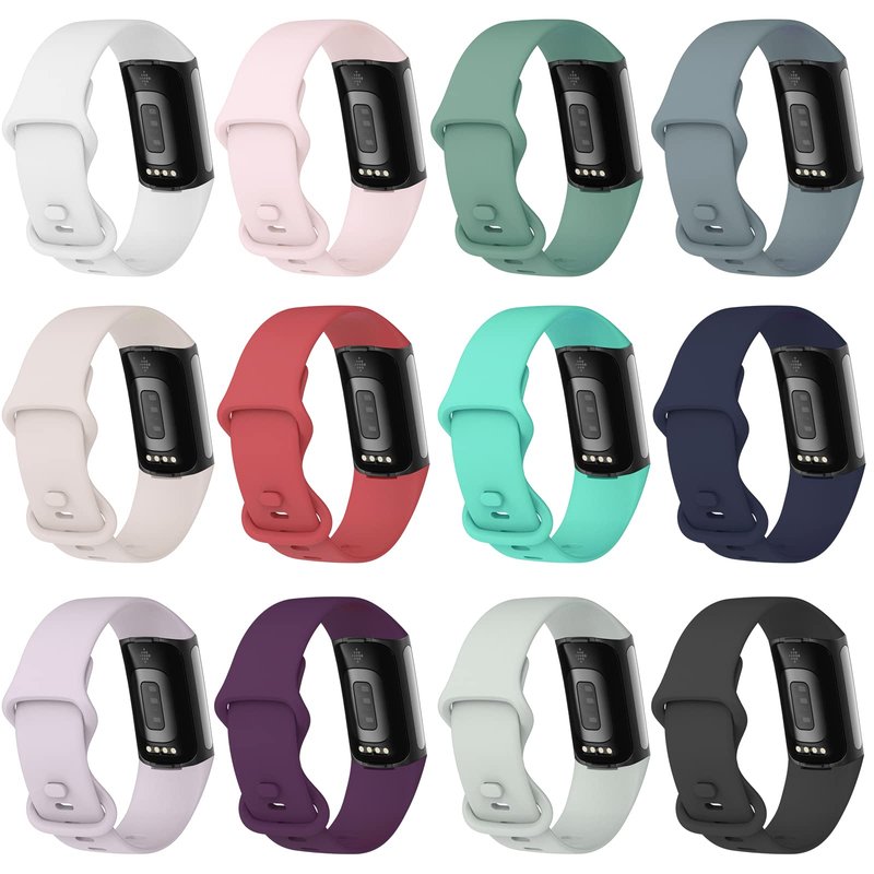 [12-Pack] Silicone Bands for Fitbit Charge 5, Replacement Bands for Charge 5 (Small Size)