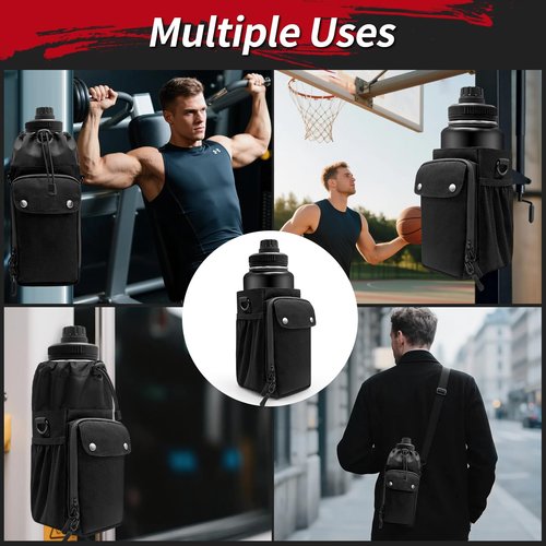 Heavy-duty Magnetic Gym Bag for Men &Women with Multiple Pockets,Magnetic Bottle Bag Included 4 Built-in Strong Magnets, Ideal for Gym,Sports Activities (Black,No Bottle)