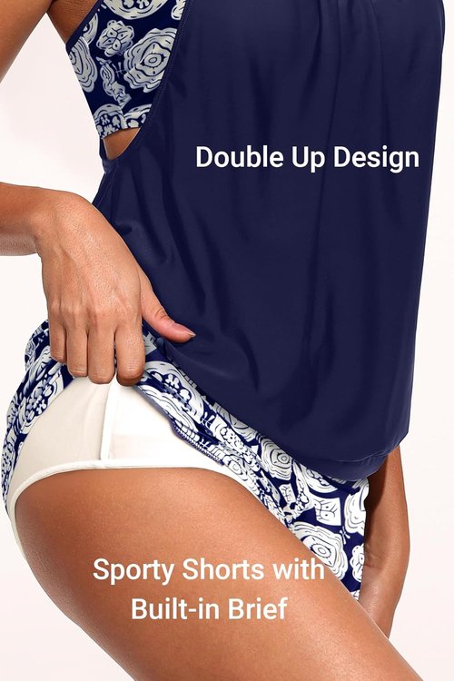 Daci Tankini Swimsuits for Women - Tummy Control Two-Piece Bathing Suit with Sporty Pockets