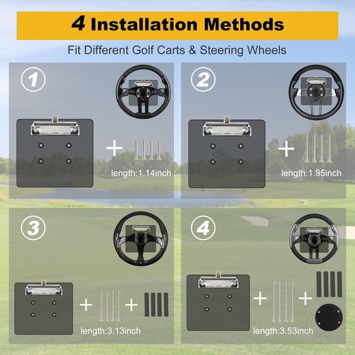 LEAPGOMAX Golf Cart Scorecard Holder with Pen Holder on Golf Cart Steering Wheel for EZGO Club Car Yamaha Golf Carts Black（Note Do Not Include Golf Cart Steering Wheel