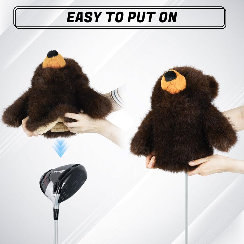 RVRAYS Animal Zoo Golf Driver Headcover Premium Plush Novelty Driver Headcovers Funny Golf Club Covers Protection Men's Golf Gear Driver Headcover for Men and Women Brown Bear