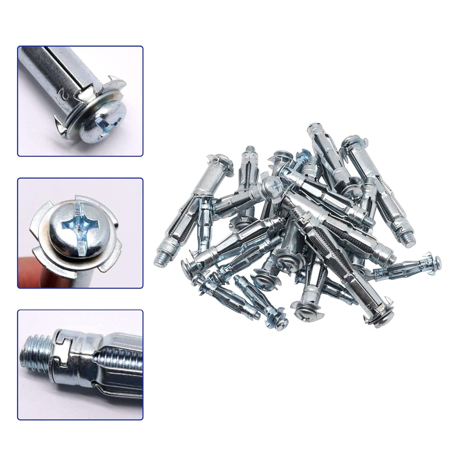 30 pcs Molly Bolts, Metal Drywall Anchors, Heavy Duty Zinc Plated Steel Molly Bolt (M4-32)
