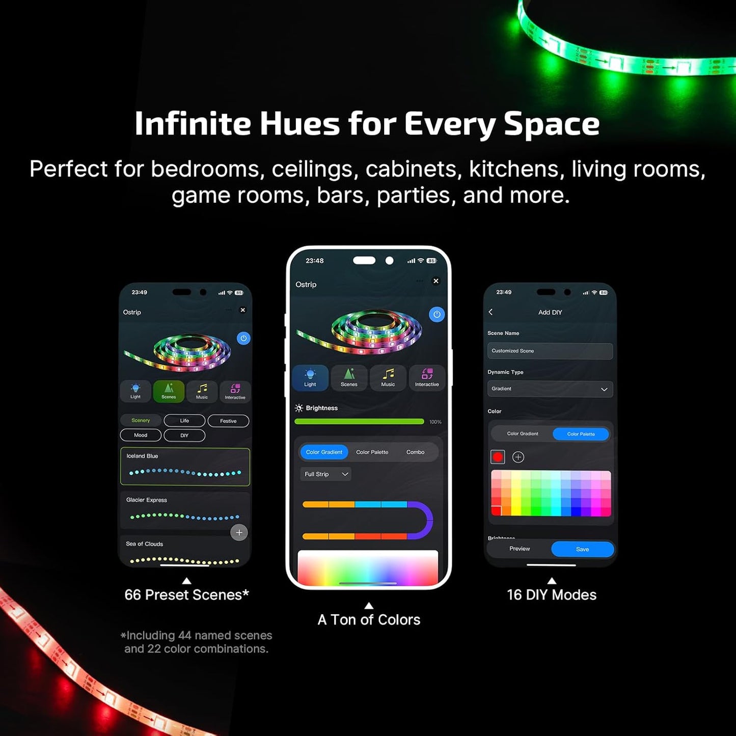 OLIGHT Ostrip RGB LED Strip Light - 16.4ft Smart App Control & Music Sync for Bedroom, Gaming, Home Decor