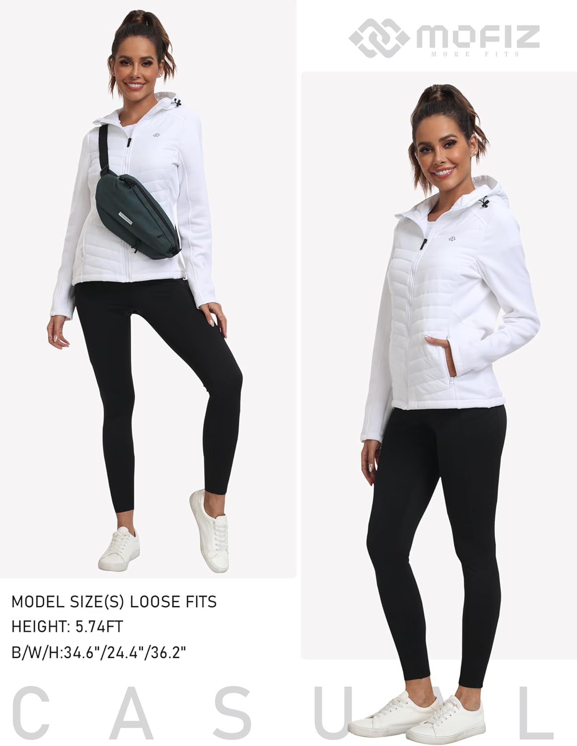 MoFiz Women's Lightweight Fleece Lined Softshell Jacket - Insulated Hooded Running Coat