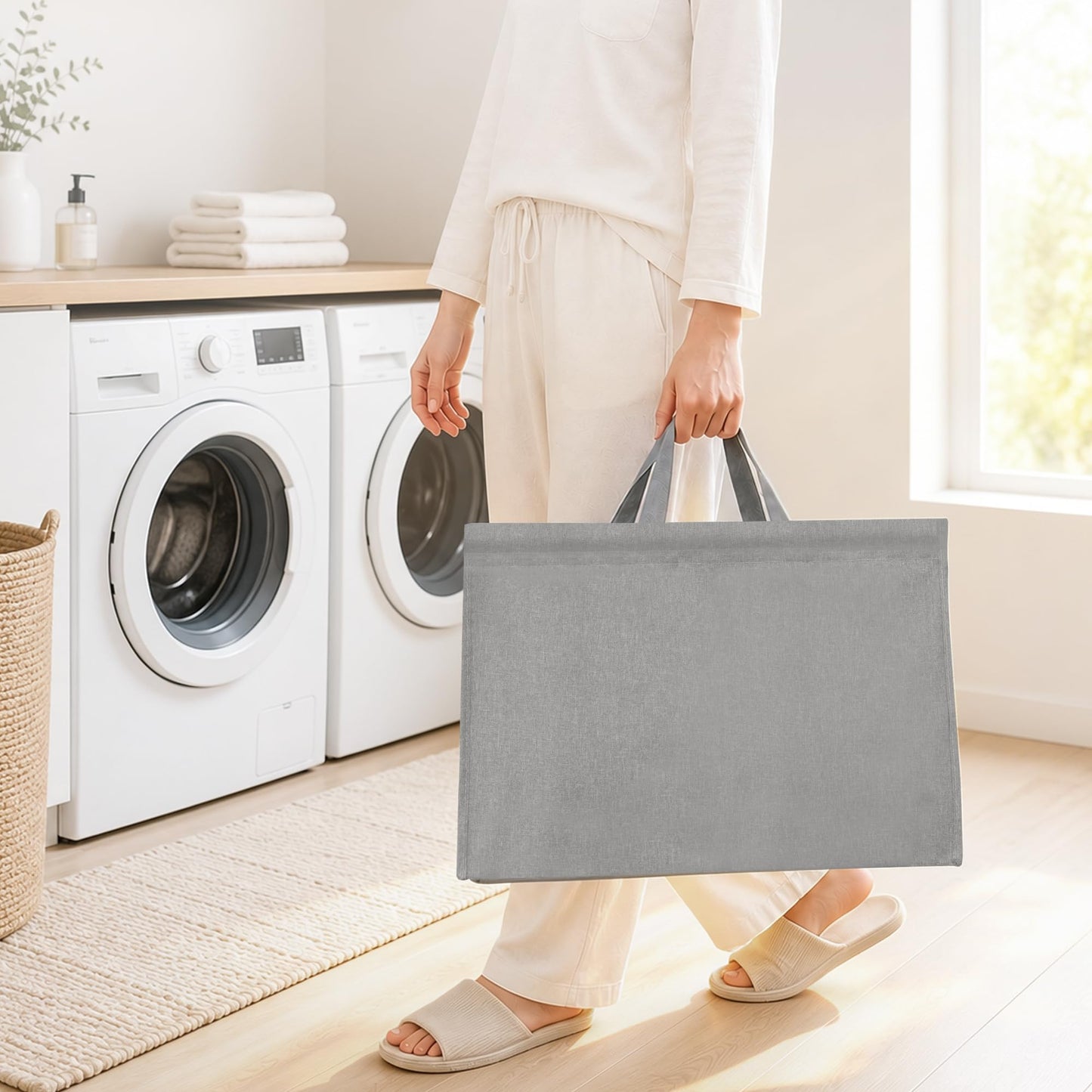 STO STO 3-Tier Vertical Rolling Laundry Hamper, Removable Bags, Gray Faric