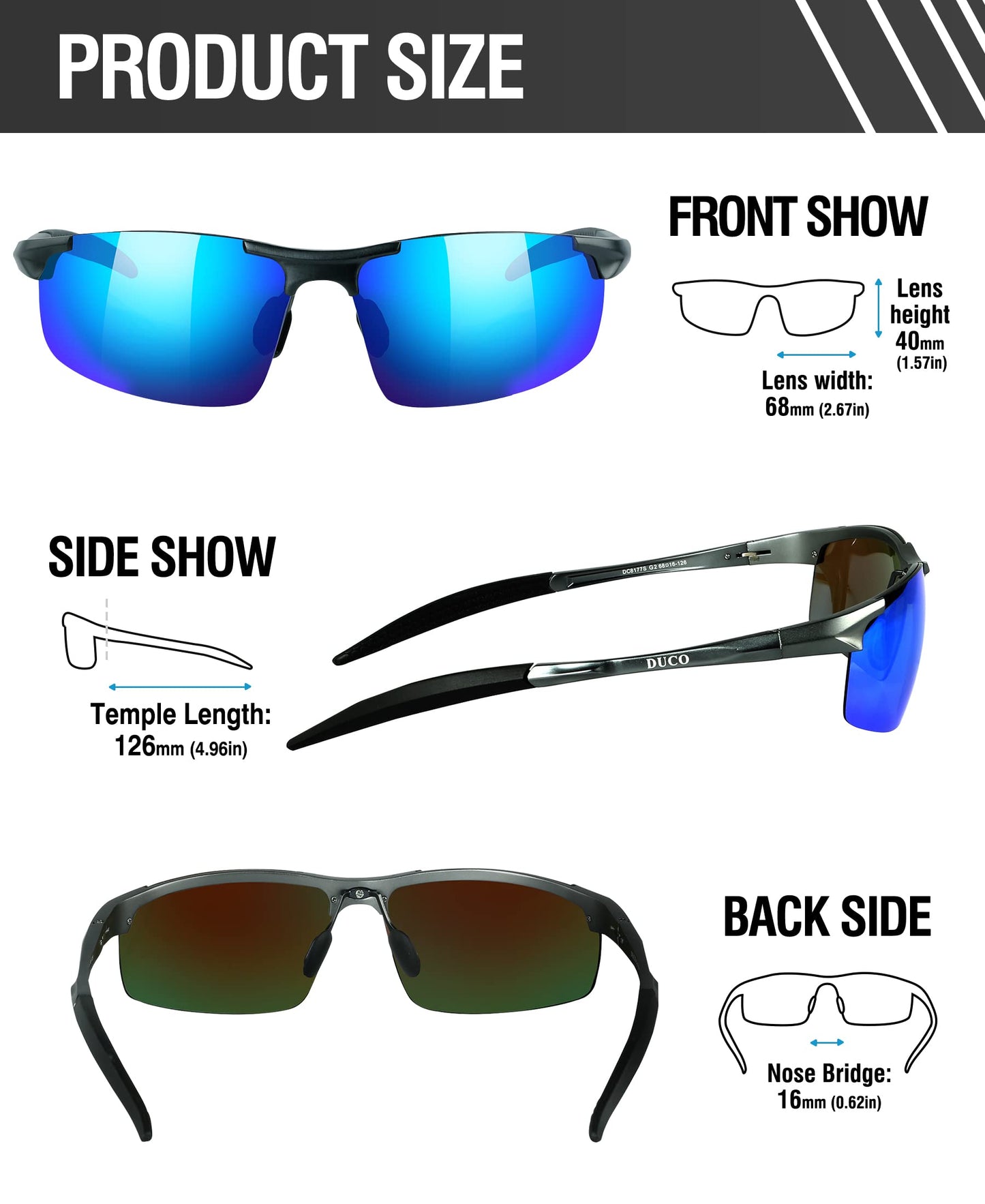 DUCO Mens Sports Polarized Sunglasses UV Protection Sunglasses for Men 8177s