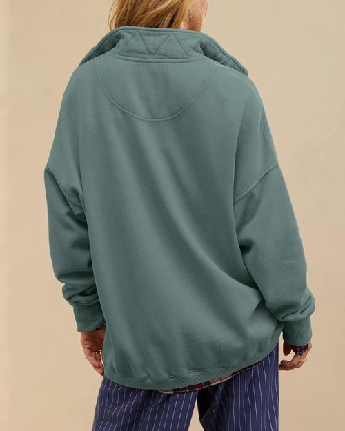 Gacaky Oversized Casual Sweatshirt - Long Sleeve Button Henley Neck Pullover for Women | Stylish Fashion Top