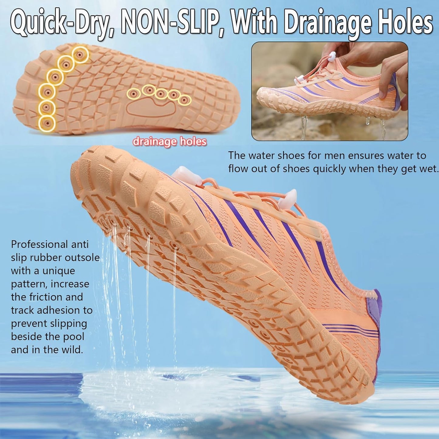 Skiennix Water Shoes - Quick-Dry Barefoot Aqua Shoes for Men & Women | Ideal for Beach, Pool, Hiking & Yoga