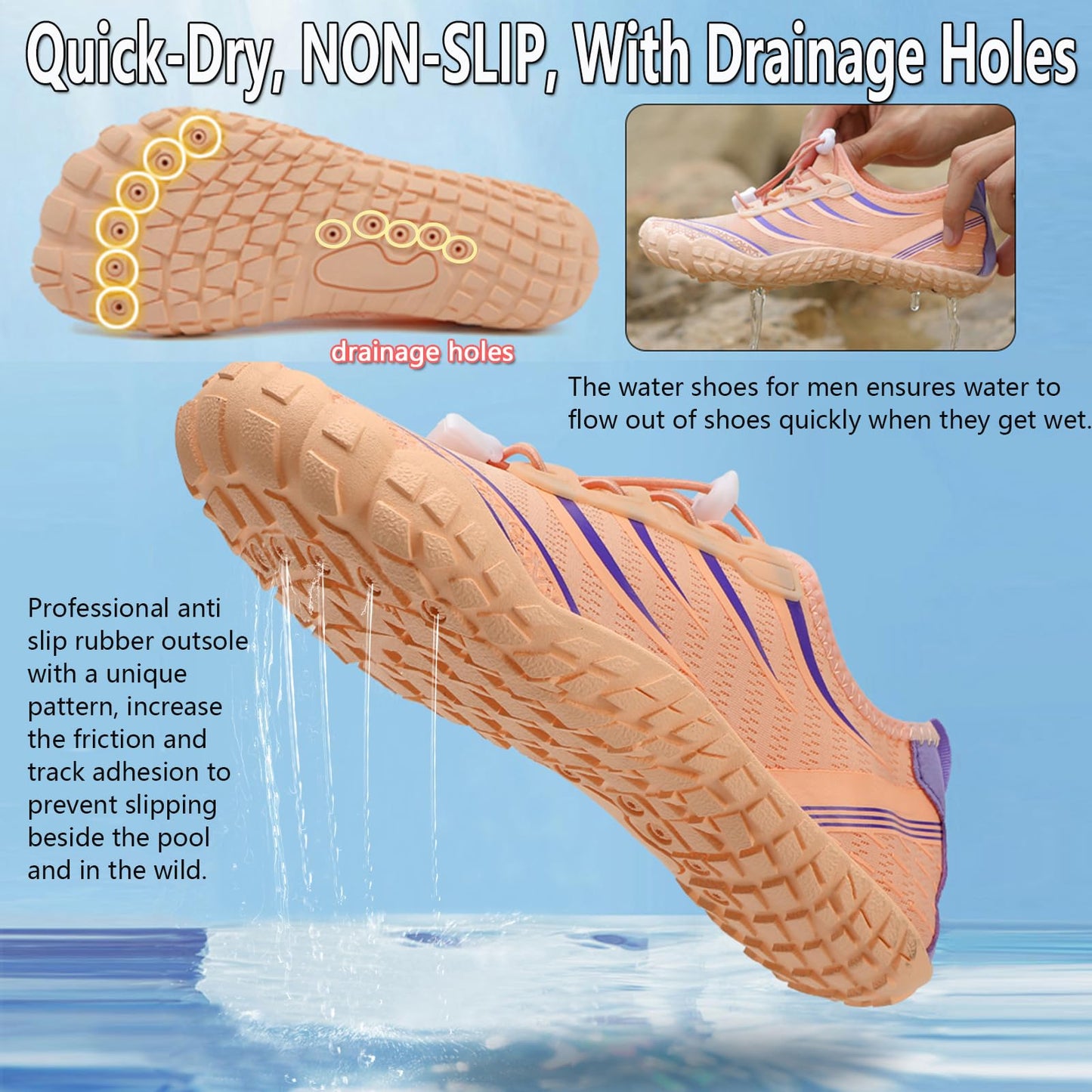 Water Shoes for Men Women Barefoot Shoes Quick Dry Aqua Outdoor Sports for Swim Pool Beach Surf Walk Water Yoga River Lake Hiking Kayaking