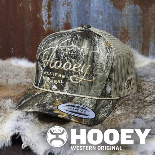 HOOEY OG Adjustable Snapback Hat - Trucker Hat for Men & Women with Mesh Back, 5 Panel Baseball Cap w/Rope Detail, Western OG Logo Ball Cap, Breathable Snap Back, One Size Fits All